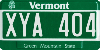 VT license plate XYA404
