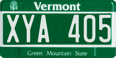 VT license plate XYA405