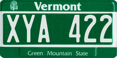VT license plate XYA422