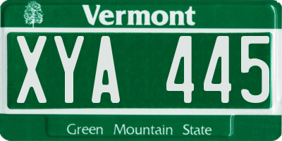 VT license plate XYA445
