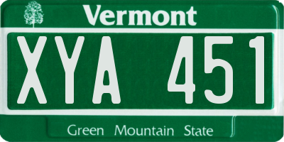 VT license plate XYA451