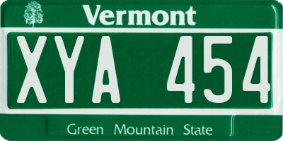 VT license plate XYA454