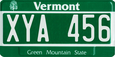 VT license plate XYA456