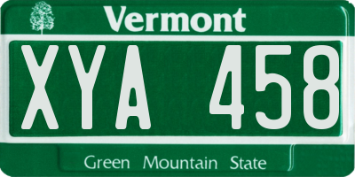 VT license plate XYA458