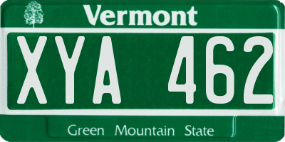 VT license plate XYA462