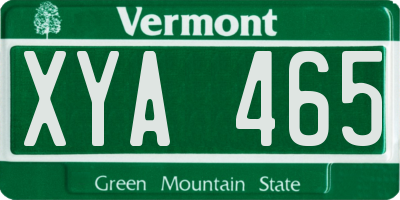 VT license plate XYA465