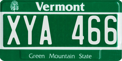 VT license plate XYA466