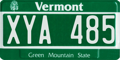 VT license plate XYA485