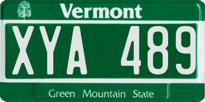 VT license plate XYA489