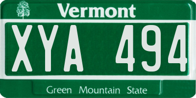 VT license plate XYA494