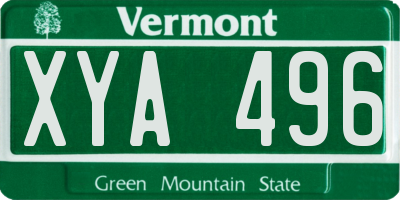 VT license plate XYA496