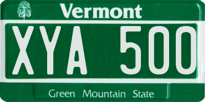 VT license plate XYA500