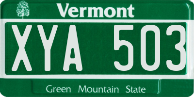 VT license plate XYA503