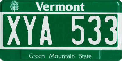 VT license plate XYA533