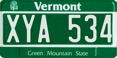VT license plate XYA534