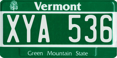 VT license plate XYA536