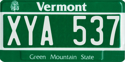 VT license plate XYA537