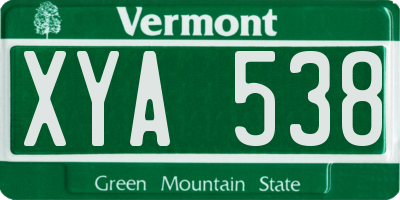 VT license plate XYA538