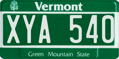 VT license plate XYA540