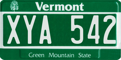 VT license plate XYA542