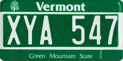 VT license plate XYA547