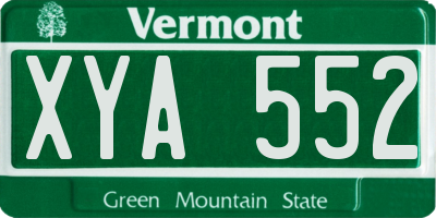 VT license plate XYA552
