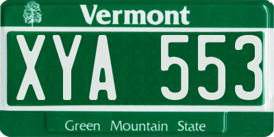VT license plate XYA553