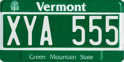 VT license plate XYA555