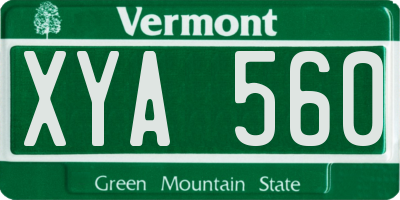 VT license plate XYA560