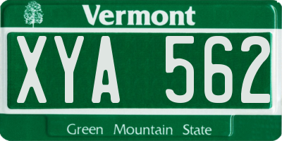 VT license plate XYA562