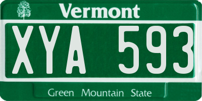 VT license plate XYA593