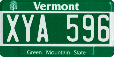 VT license plate XYA596