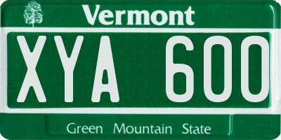 VT license plate XYA600