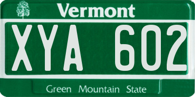 VT license plate XYA602