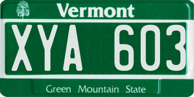 VT license plate XYA603