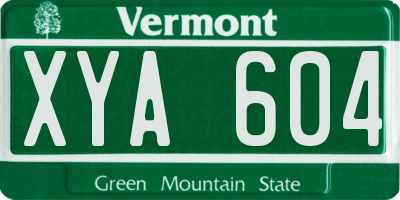 VT license plate XYA604