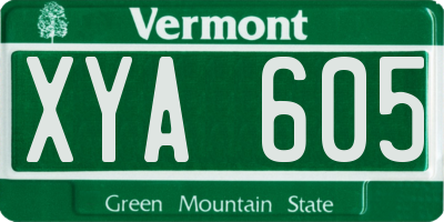 VT license plate XYA605