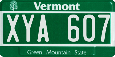VT license plate XYA607