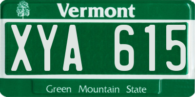 VT license plate XYA615