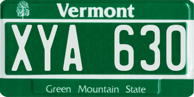 VT license plate XYA630