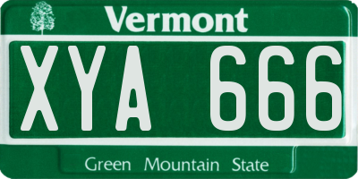 VT license plate XYA666