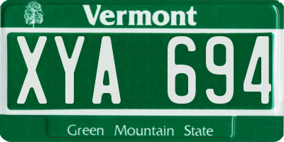 VT license plate XYA694