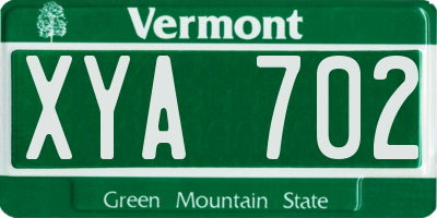 VT license plate XYA702