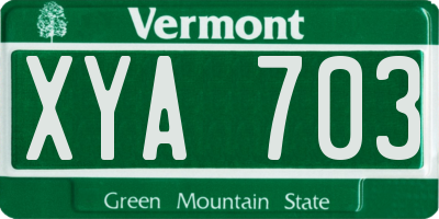 VT license plate XYA703