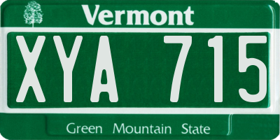 VT license plate XYA715