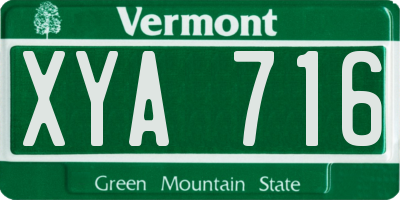 VT license plate XYA716
