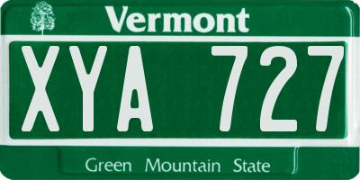 VT license plate XYA727