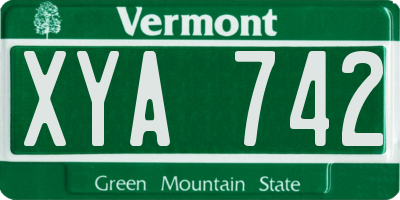 VT license plate XYA742
