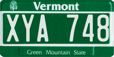 VT license plate XYA748
