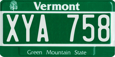 VT license plate XYA758